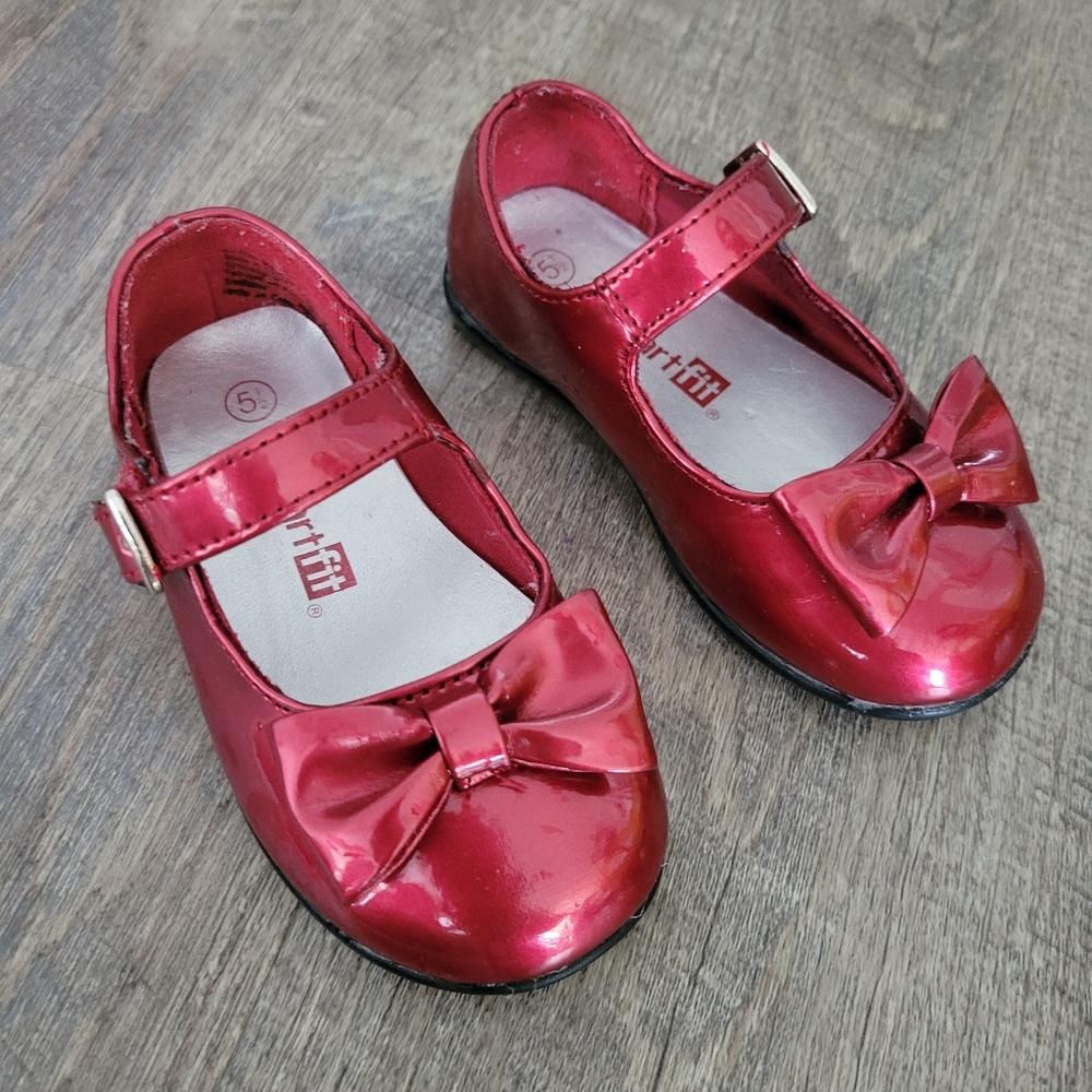 Smartfit toddler girl dress shoes bow burgundy size 5.5